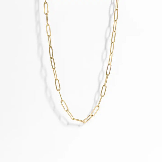 Paperclip Chain Charm Necklace- 18K Gold PVD