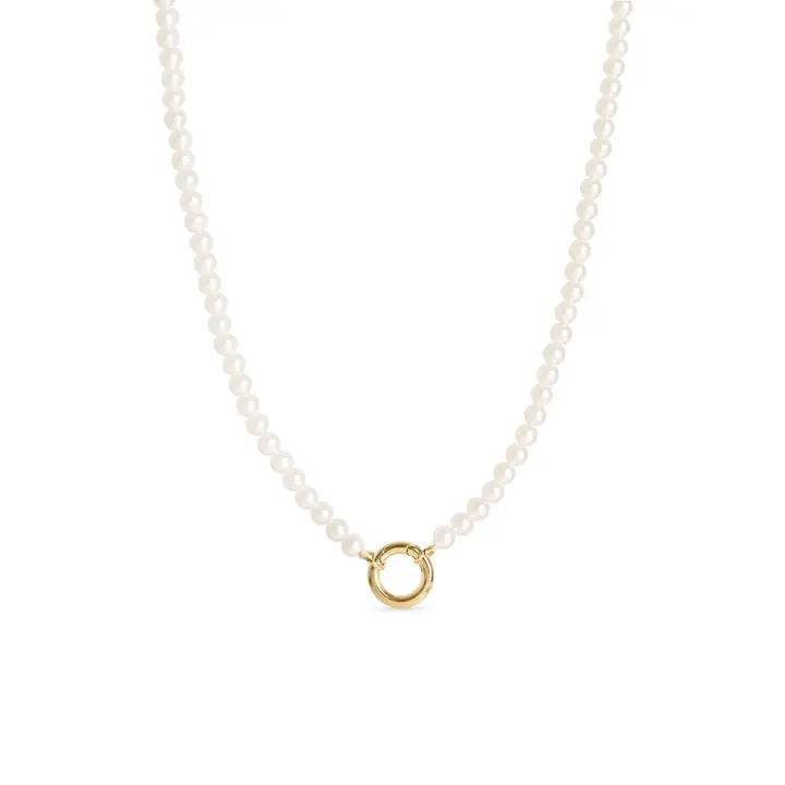 Pearl Charm Keeper Necklace – 18k Gold PVD