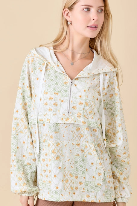 Dainty Flower Patch Pullover Windbreaker
