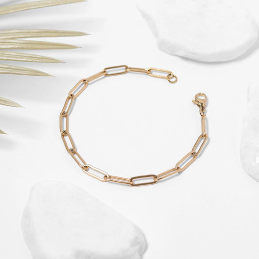 Paperclip Chain Bracelet-18k Gold PVD