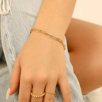 Paperclip Chain Bracelet-18k Gold PVD